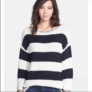 Hinge blue and white Easy Stripe Sweater